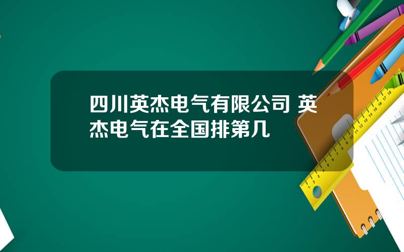 四川英杰电气有限公司 英杰电气在全国排第几